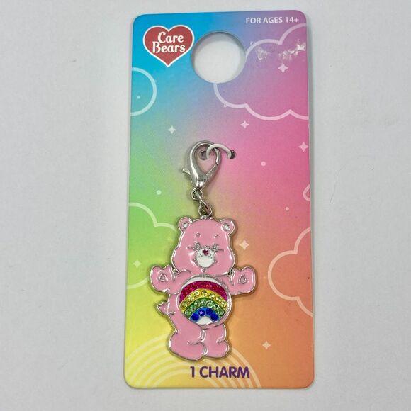 Care Bears Cheer Bear Pink Clip On Charm Rainbow Belly Enamel Zipper Pull Bag - Picture 3 of 9